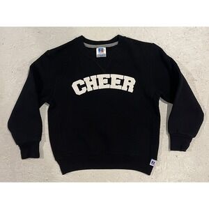 Vintage Russell Athletic Youth Girls Cheer Crewneck Sweatshirt Size Small Black